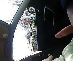 old indian lady looks into my car while im wanking
